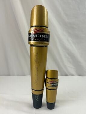 Miller Genuine Draft MGD Gold Black Beer Tap Handle Lot Large 12 Inch & Mini